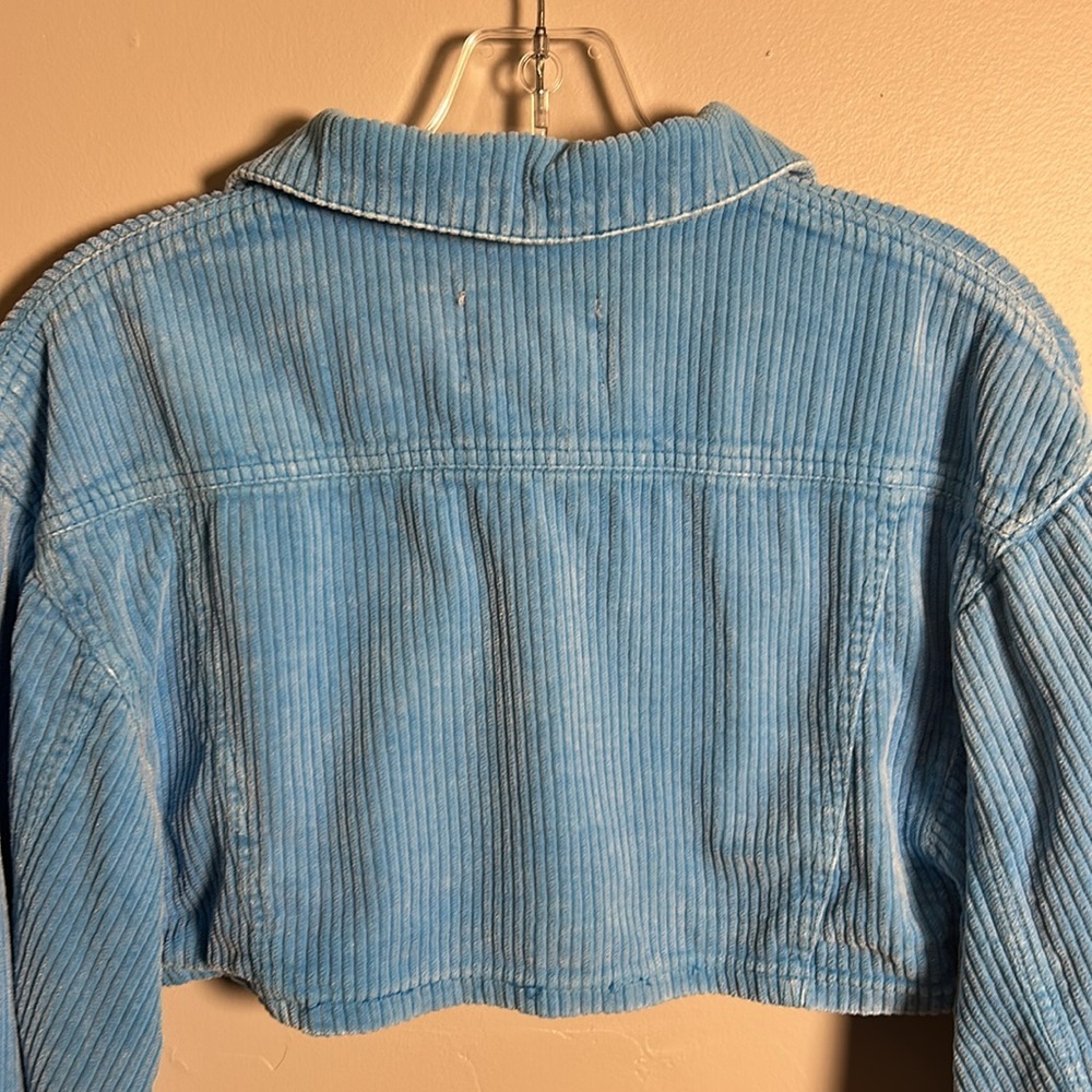 BDG Carissa Corduroy Cropped Jacket Blue Button Closure Size XS 100% Cotton - Picture 7 of 11